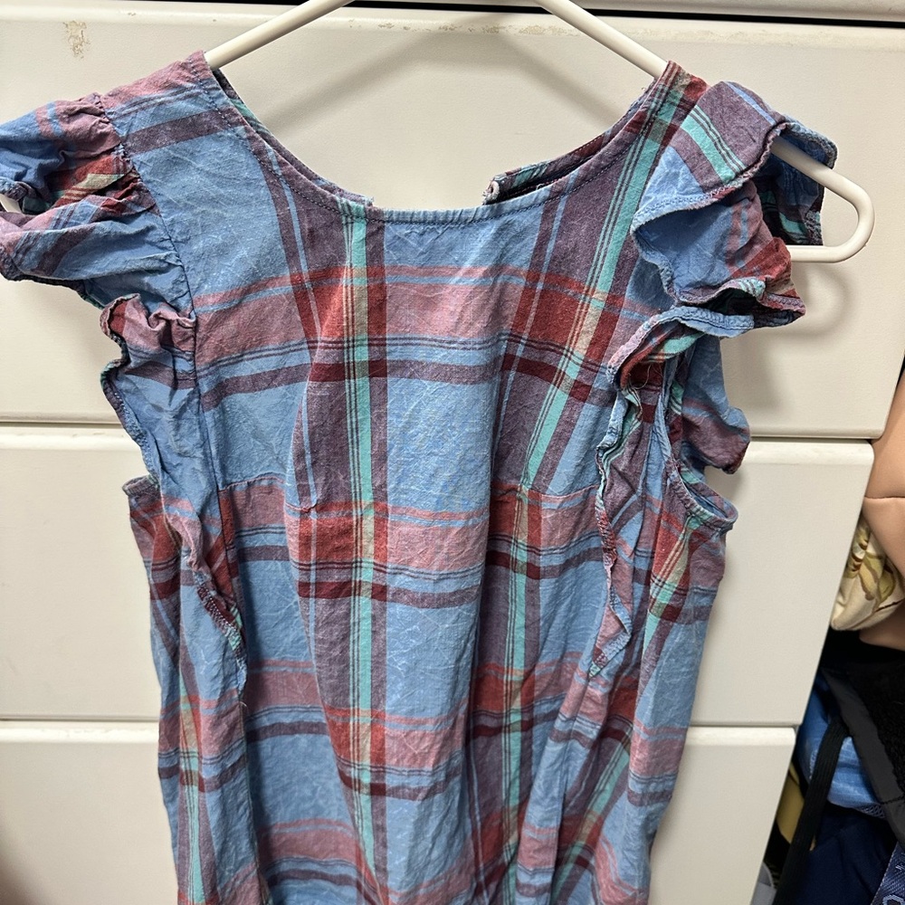 Plaid Ruffle Sleeve Top